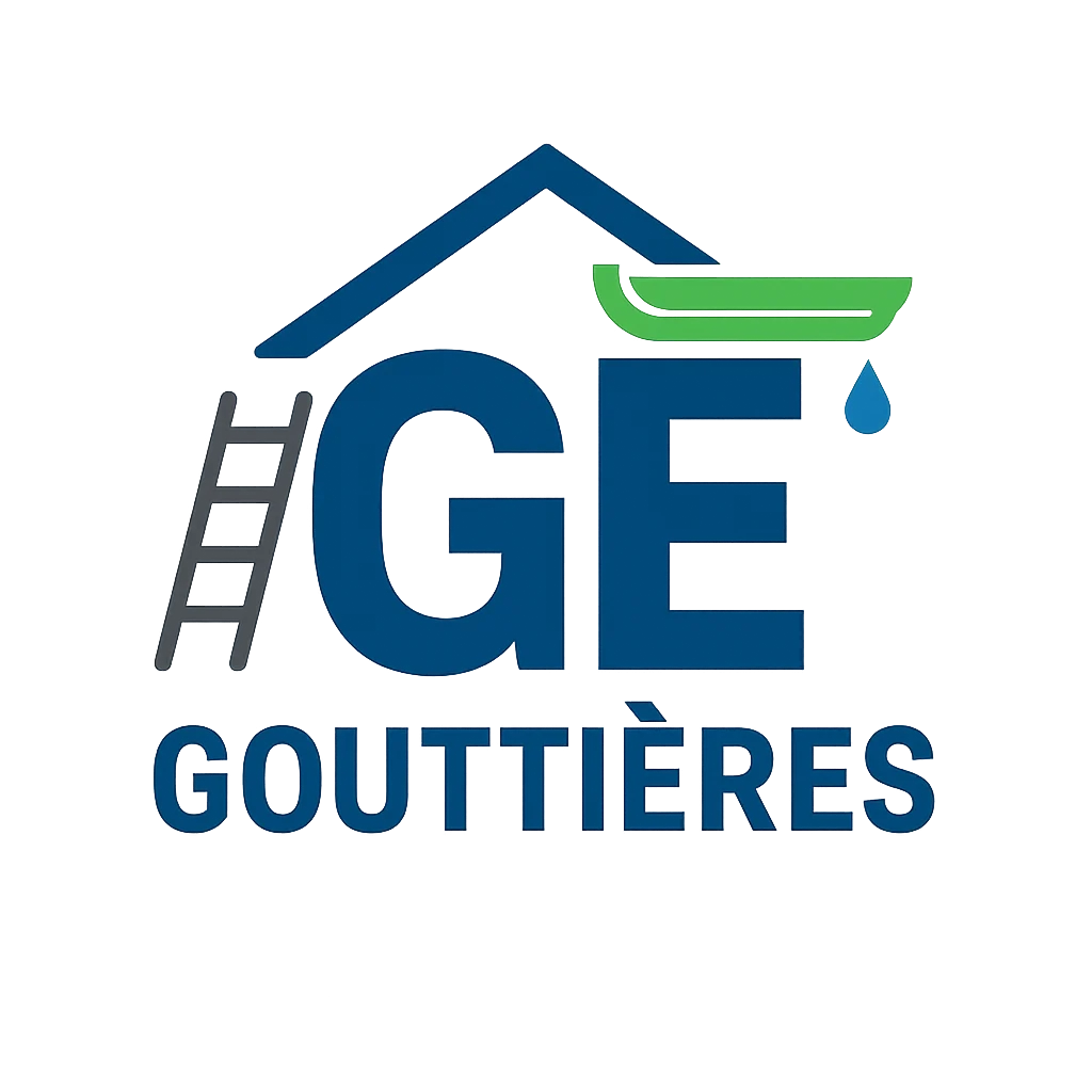 Logo de GE Gouttières, représentant une entreprise de la Ville de Québec spécialisée dans le nettoyage, l’entretien et le remplacement de gouttières